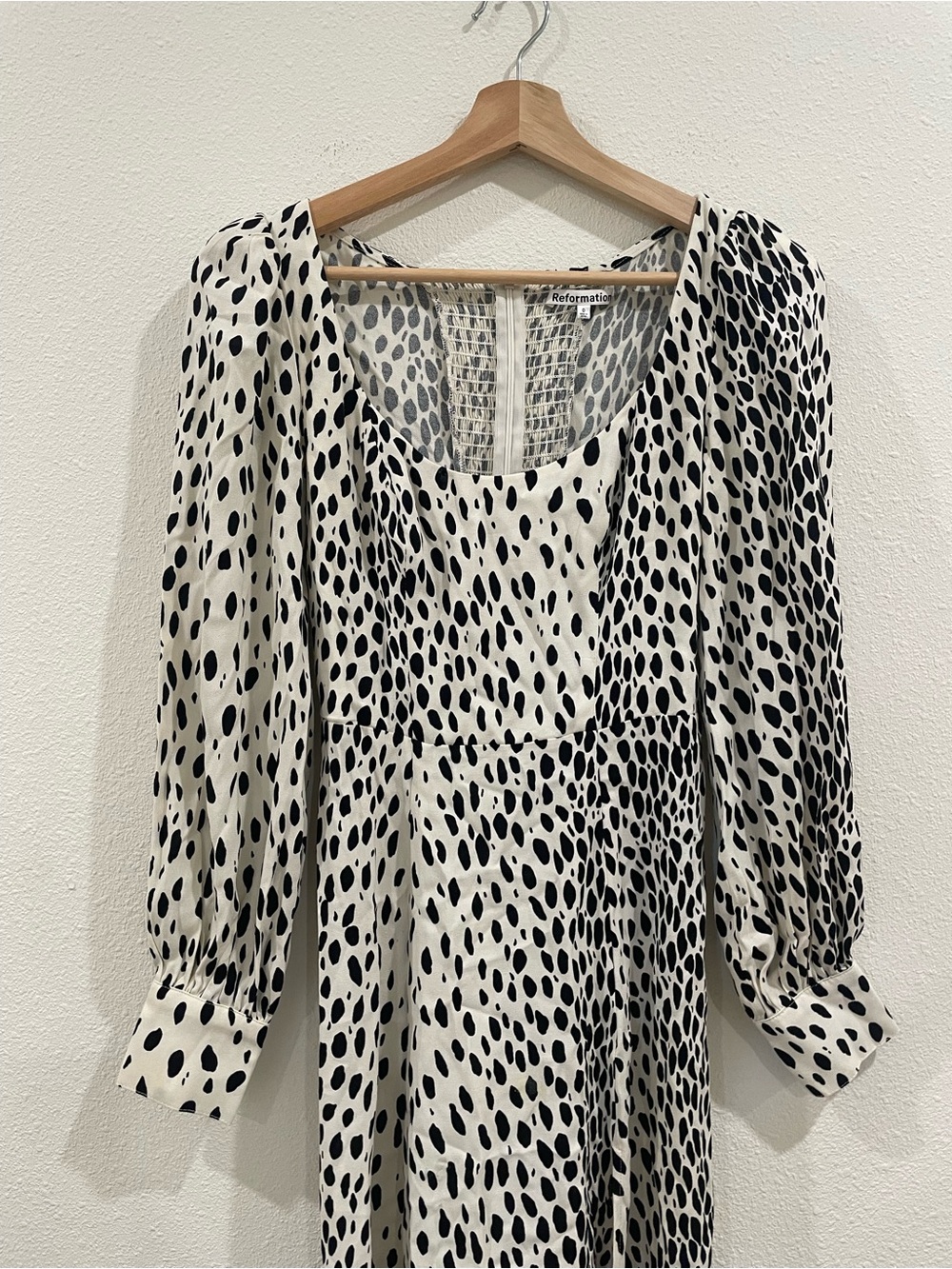 Reformation Alesia Dress Cream Cheetah  Leopard Animal Print Midi Dress Size 0 - Picture 6 of 12